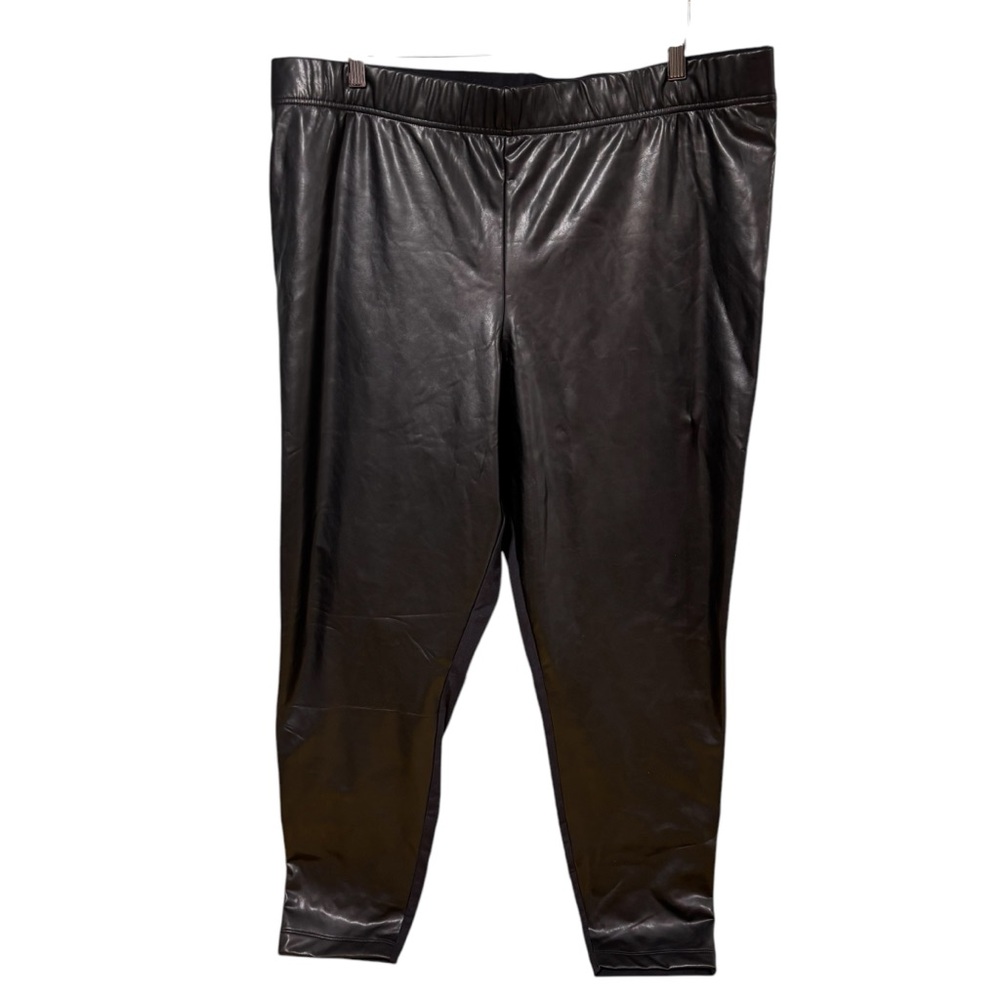 NWT Old Navy Womens XXL Faux Leather Front Leggings Black High‎ Waisted #348